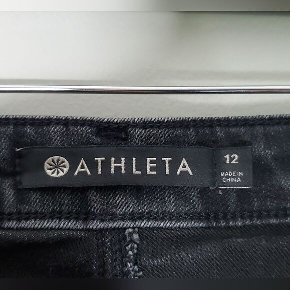 Athleta Black Carbon Washed Sculptek Ankle Cropped Jeans Size 12 - Picture 5 of 6